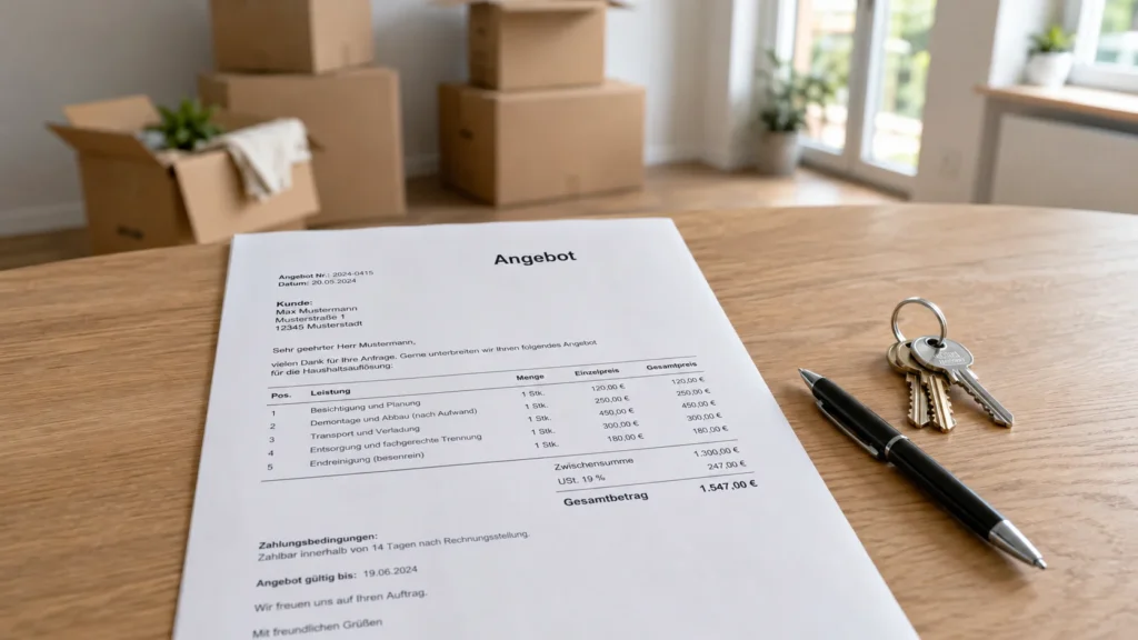 Angebot für private Haushaltsauflösung vergleichen