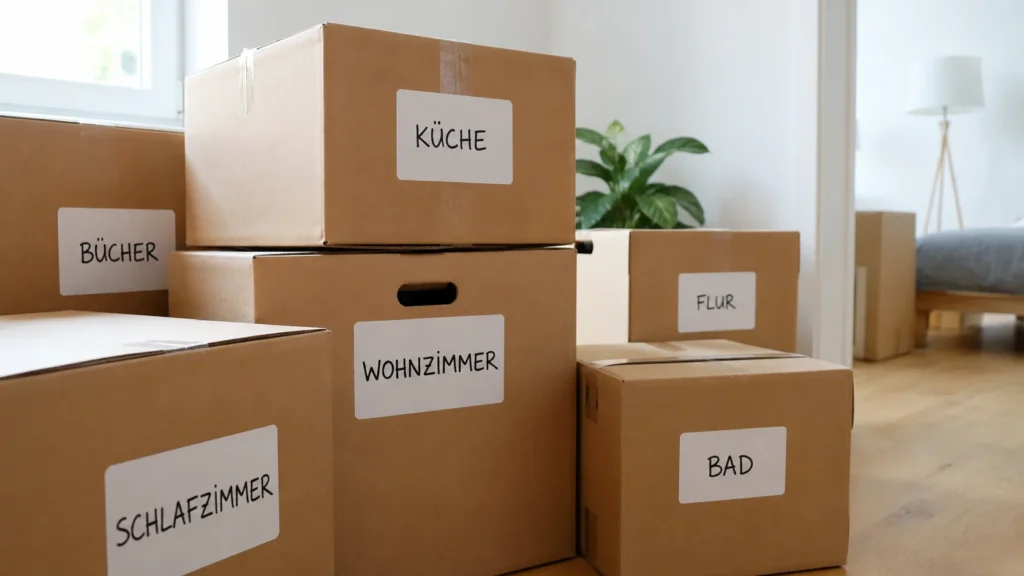 Kartons sortieren bei privater Haushaltsauflösung